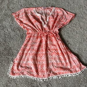 Stella & Dot Beach coral and white cover up